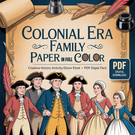 Colonial Era Family Paper Dolls in Full Color – Creative History Activity eBook | Smart Pack Pack - PDF Digital File