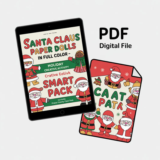 Santa Claus Paper Dolls in Full Color – Holiday Creative Activity eBook | Smart Pack Pack - PDF Digital File